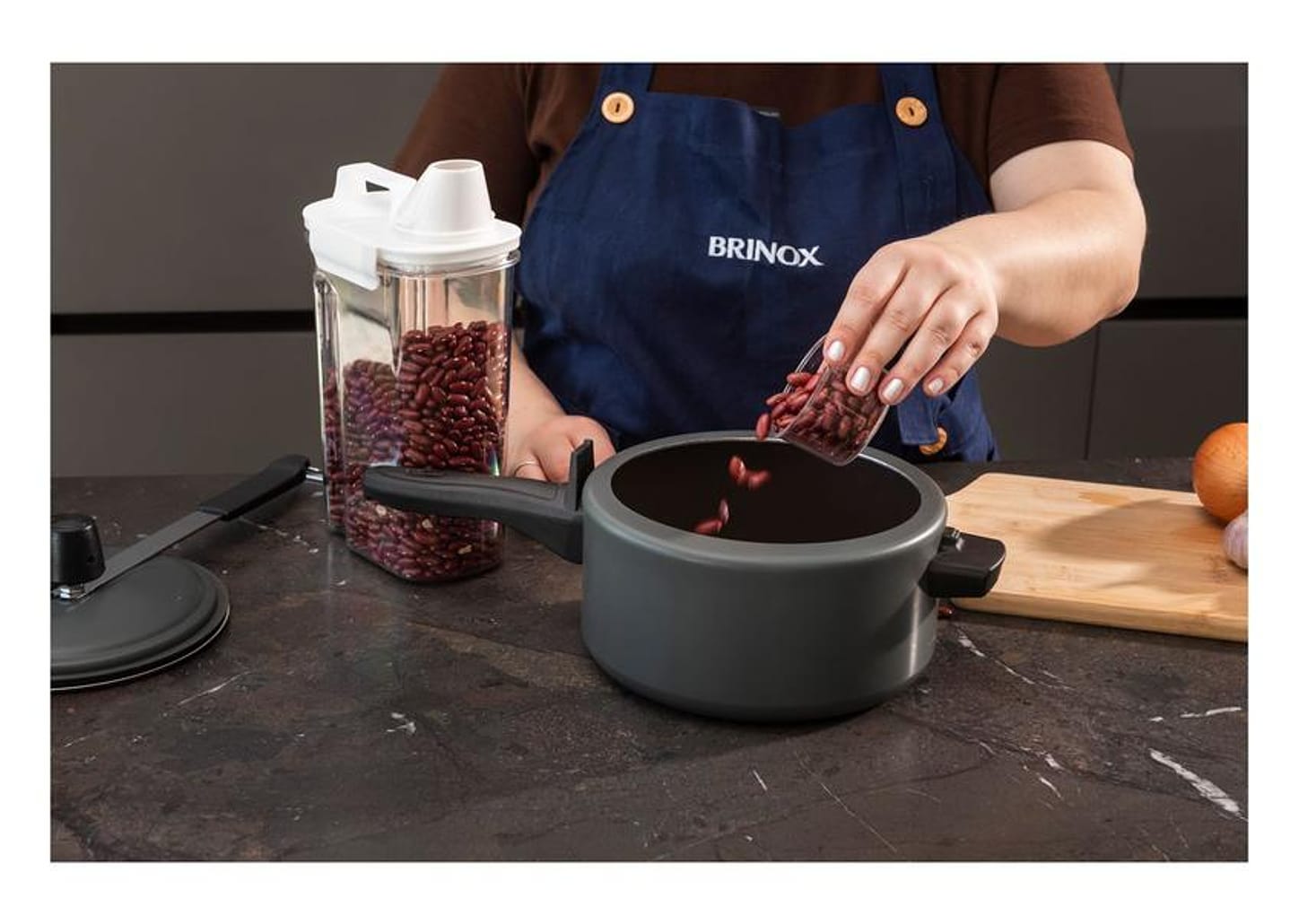 Panela de Pressão Brinox 3L Cinza Ceramic Life Vapt