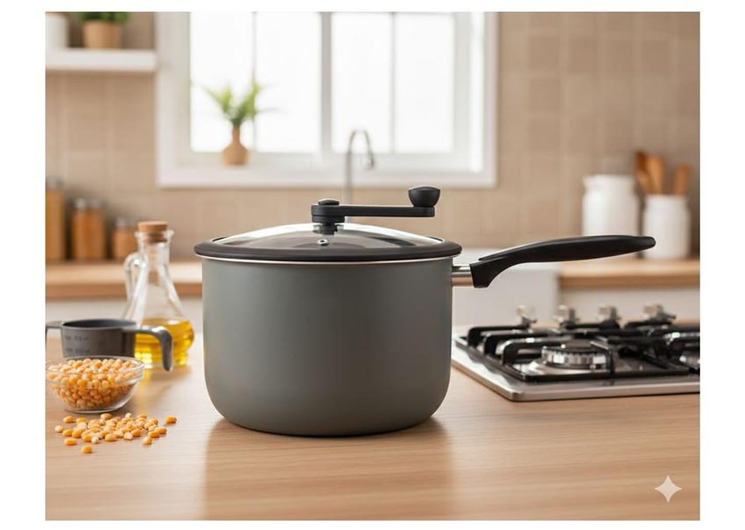 Panela Pipoqueira Brinox de Alumínio com Tampa de Vidro 5,5L 22cm Cinza Ceramic Life Pic Poc