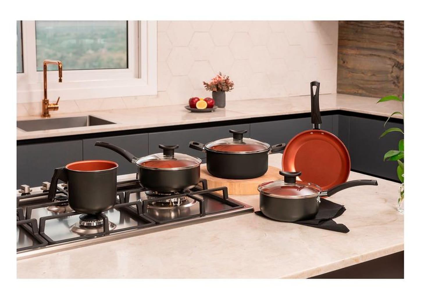 Jogo de Panelas Brinox de Alumínio Cinza 5 Peças Topázio