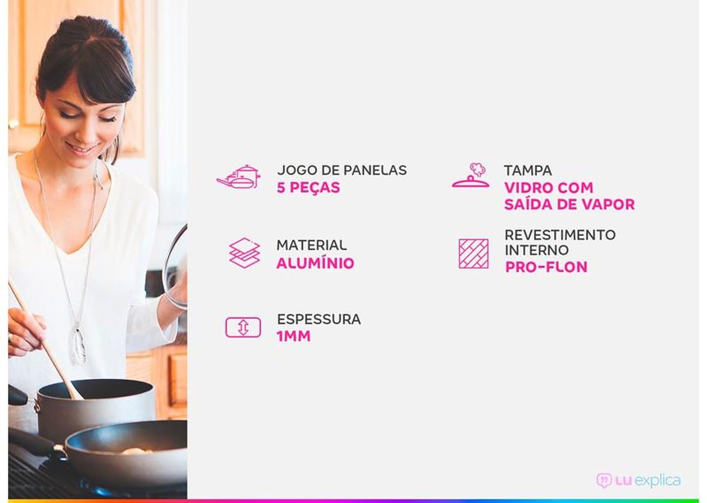 Jogo de Panelas Brinox de Alumínio Cinza 5 Peças Topázio