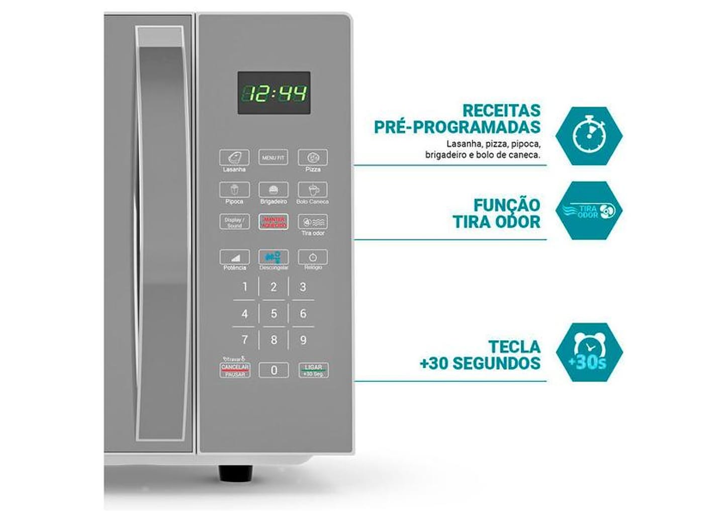 Micro-ondas Philco 28L Prata Espelhado PMO30S