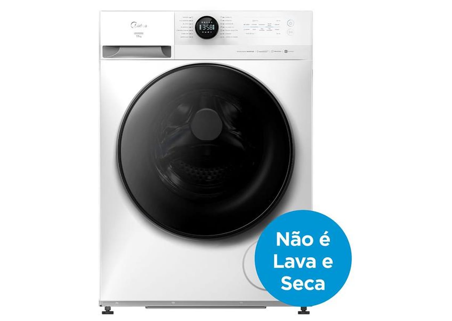 Lavadora de Roupas Midea Slim 11kg HealthGuard Smart Inverter Água Fria e Quente Branco MF201W110WB/WK-01