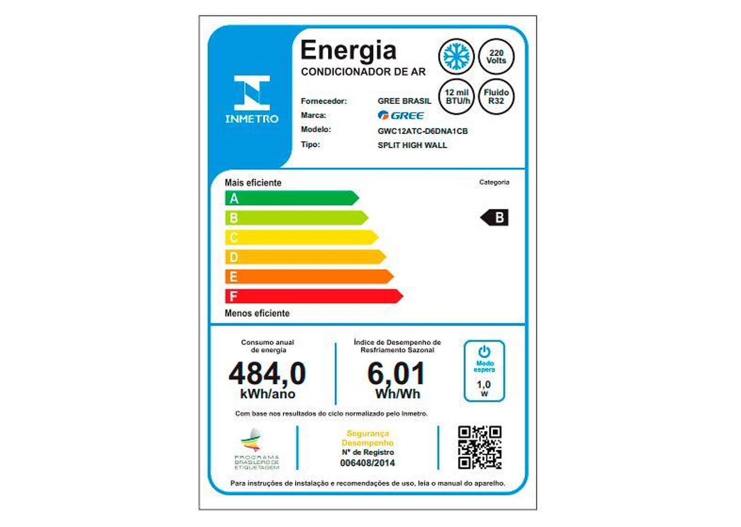 Ar-condicionado Split 12.000 BTUs Gree Inverter Frio GWC12ATC-D6DNA1CB