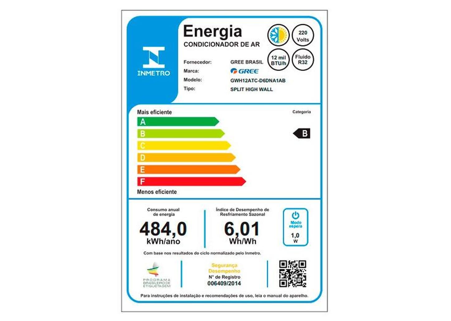 Ar-condicionado Split 12.000 BTUs Gree Inverter Quente e Frio GWH12ATC-D6DNA1AB