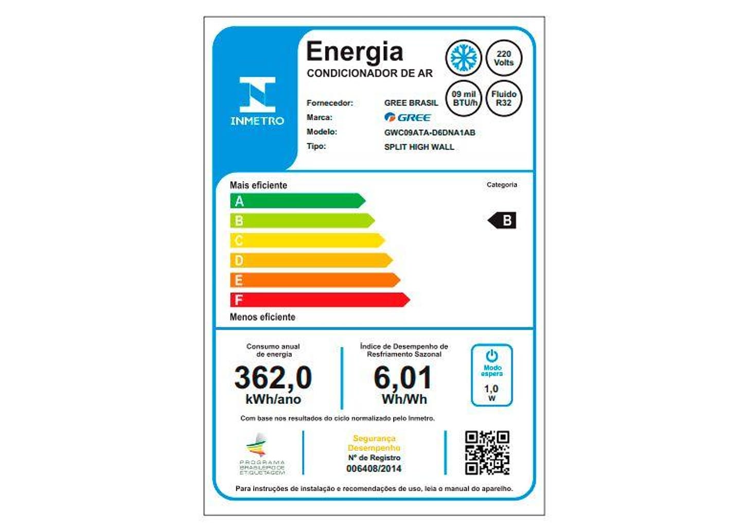 Ar-condicionado Split 9.000 BTUs Gree Inverter Frio GWC09ATA-D6DNA1AB
