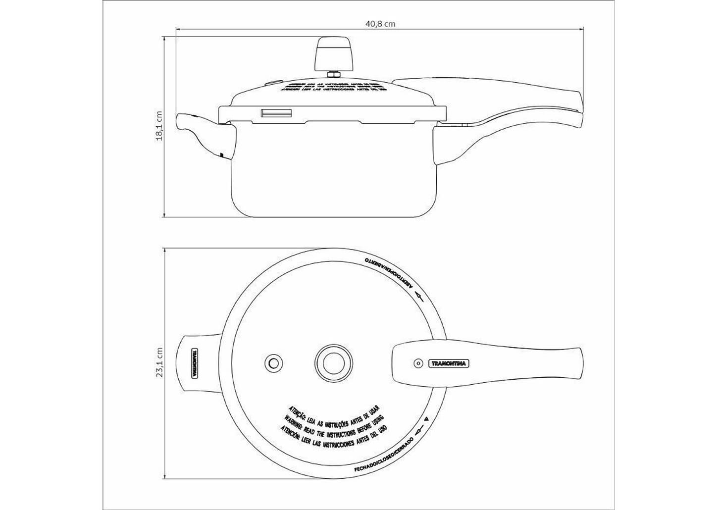 Panela de Pressão Vancouver 3 Litros Preto 20cm Tramontina