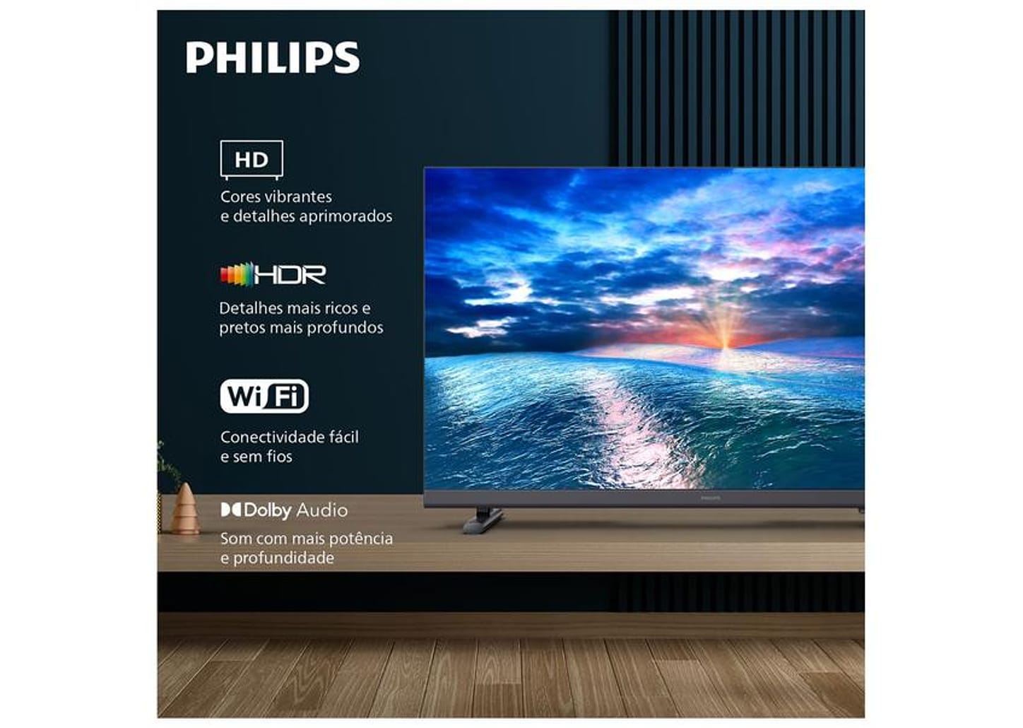 Smart TV 32" Philips HD DLED 6910 32PHG6910/78 Titan OS 2025