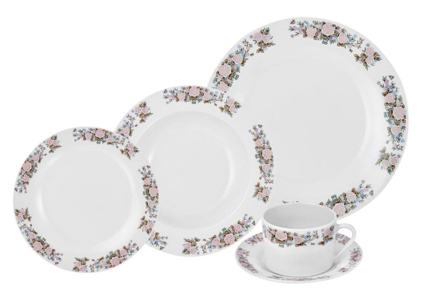 Aparelho de Jantar Chá e Café 30 Peças Hauskraft Porcelana Andrea