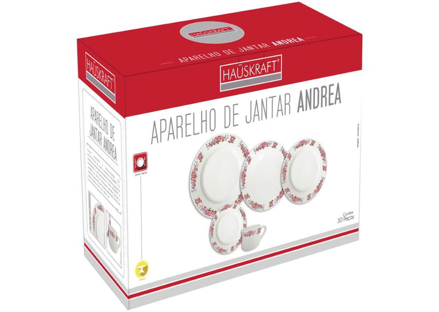 Aparelho de Jantar Chá e Café 30 Peças Hauskraft Porcelana Andrea