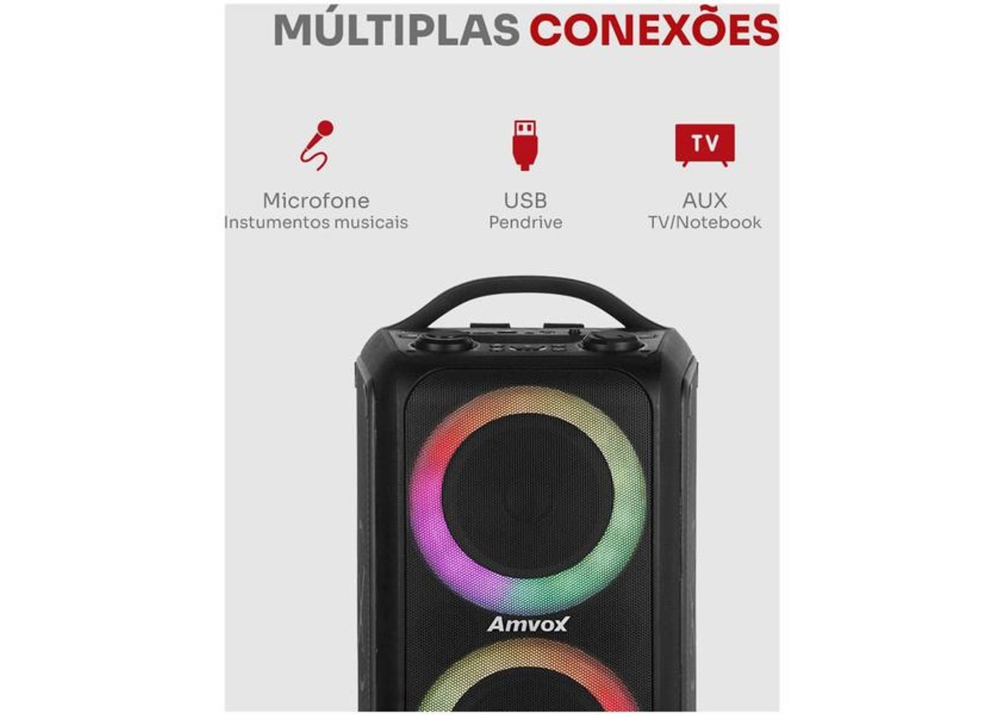 Caixa de Som Amplificada Bluetooth Amvox ACA 600 Bagvox 600W RMS 6,5"