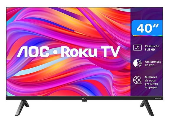 Smart TV 40" AOC Full HD DLED Série 5045 40S5045/78G Roku TV 2024