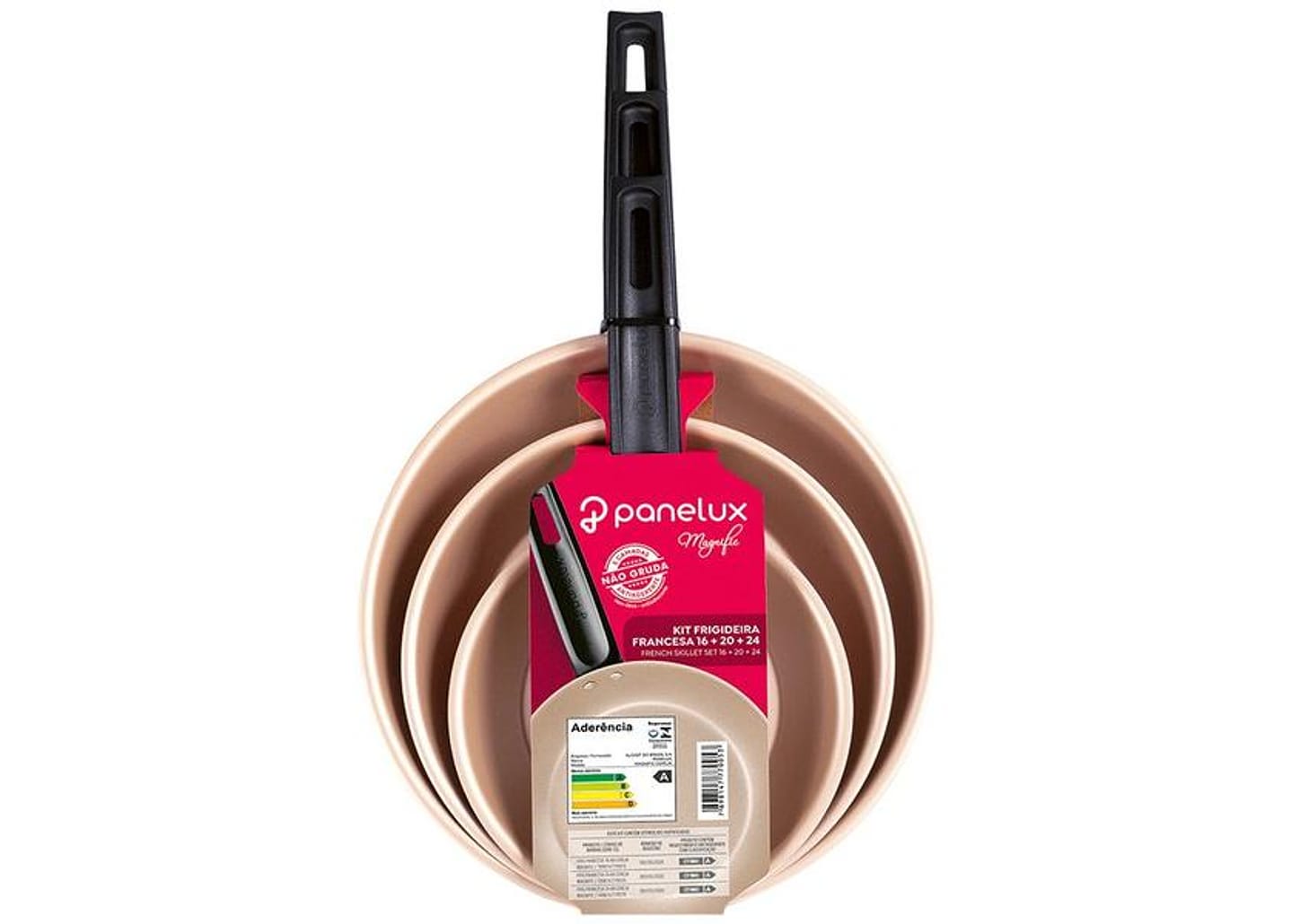 Conjunto de Frigideiras Antiaderente Panelux Magnific Cereja 3 Peças
