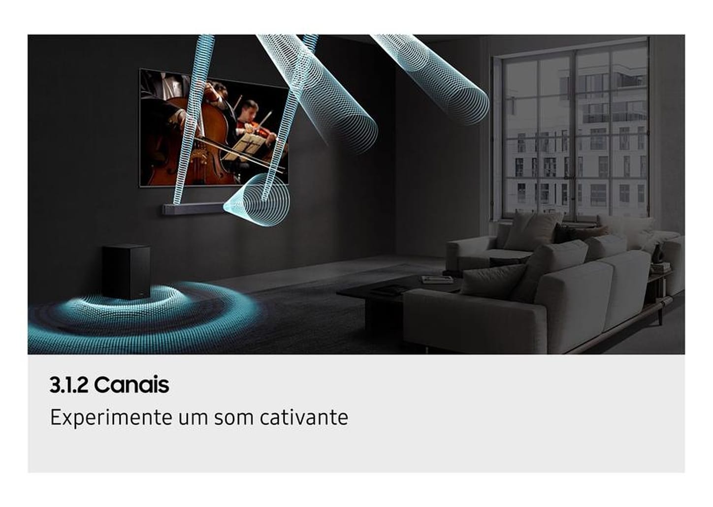 Soundbar Samsung HW-Q600F 3.1.2 Canais Bluetooth com Subwoofer 380W Preto