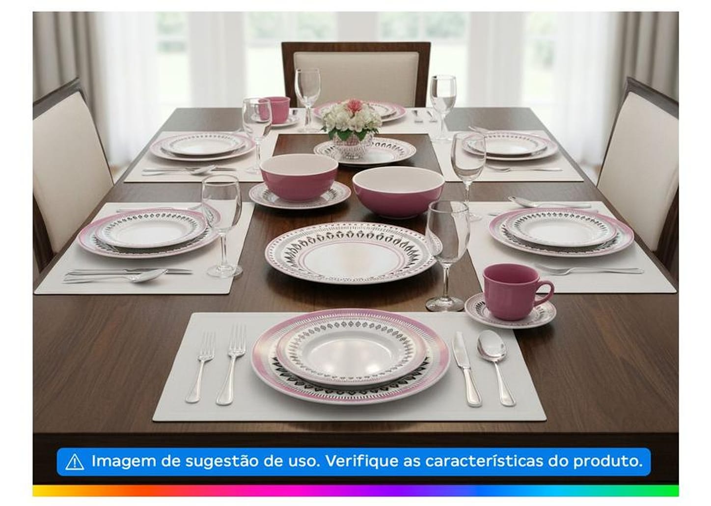 Aparelho de Jantar Chá 20 Peças Biona Redondo Cerâmica Retrô Blush