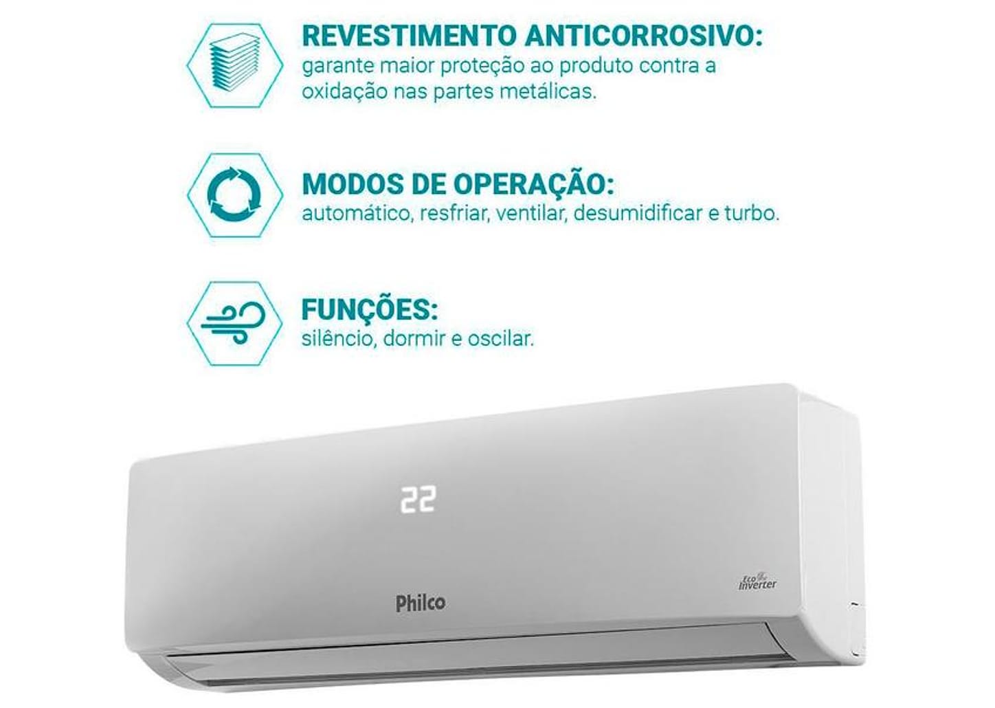 Ar-condicionado Split 9.000 BTUs Philco Eco Inverter Frio PAC9FB