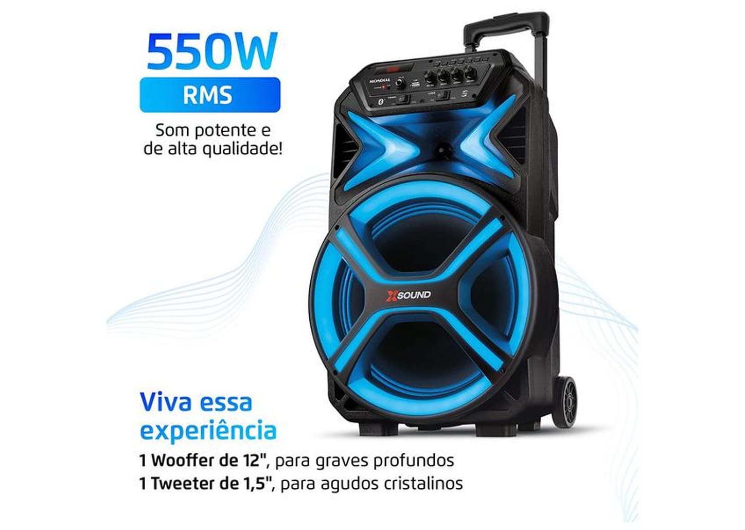 Caixa de Som Amplificada Bluetooth Mondial CM-550-L 550W USB