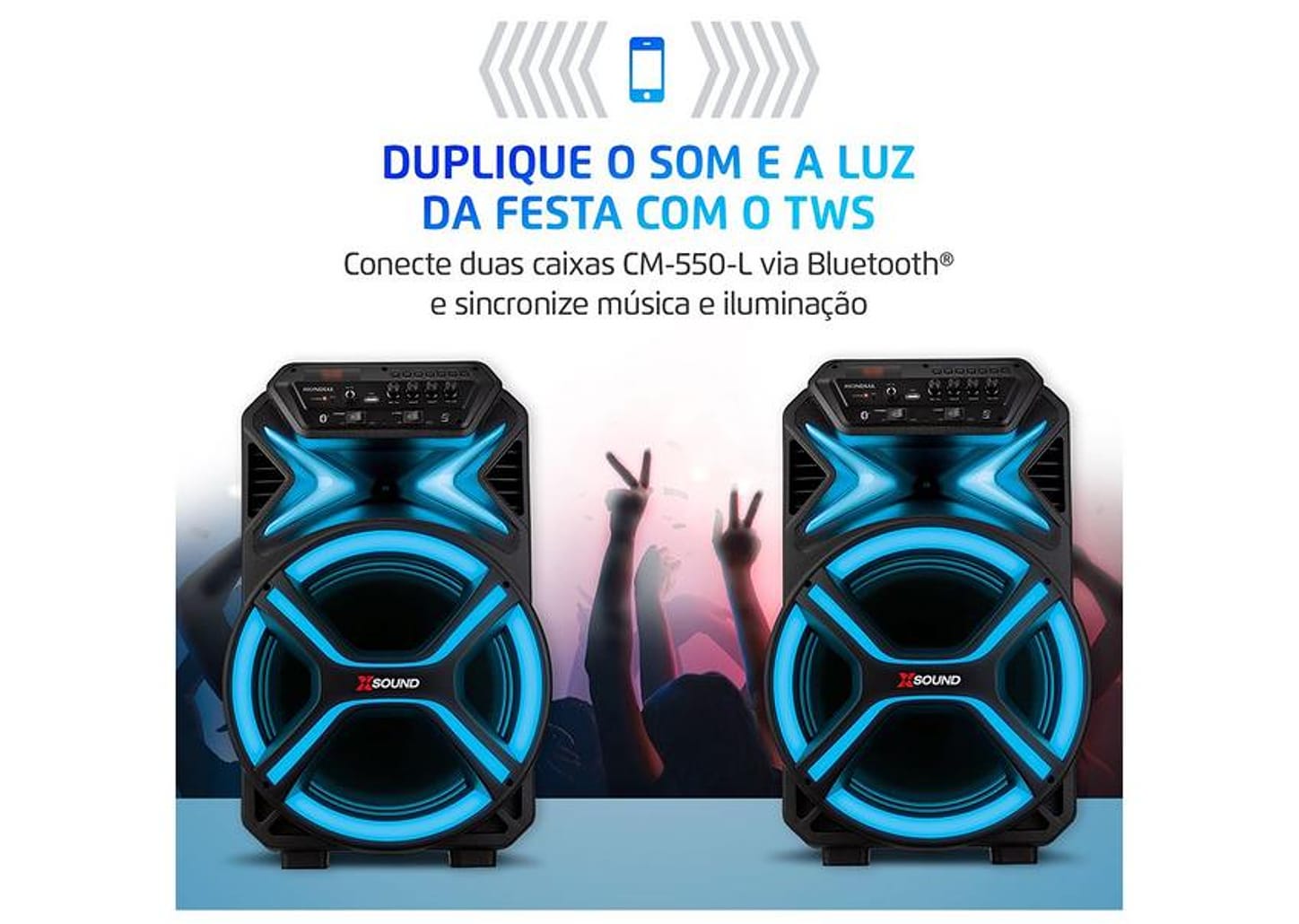 Caixa de Som Amplificada Bluetooth Mondial CM-550-L 550W USB