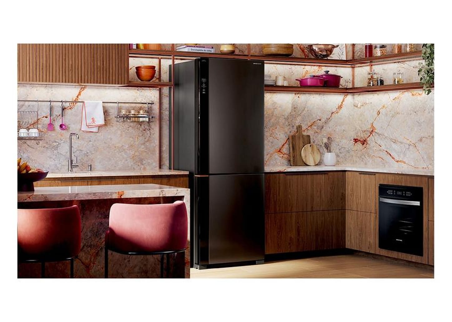 Geladeira/Refrigerador Brastemp Frost Free Inverse Black Inox 500L BRE66AE Bivolt