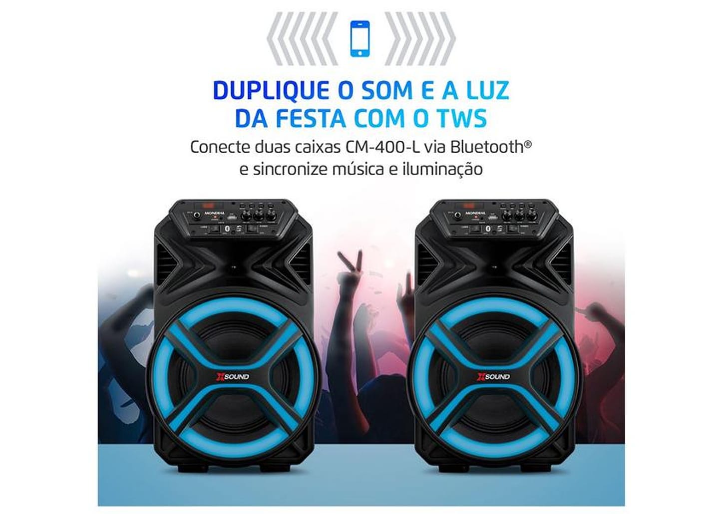 Caixa de Som Mondial CM-400-L Bluetooth Amplificada 400W USB