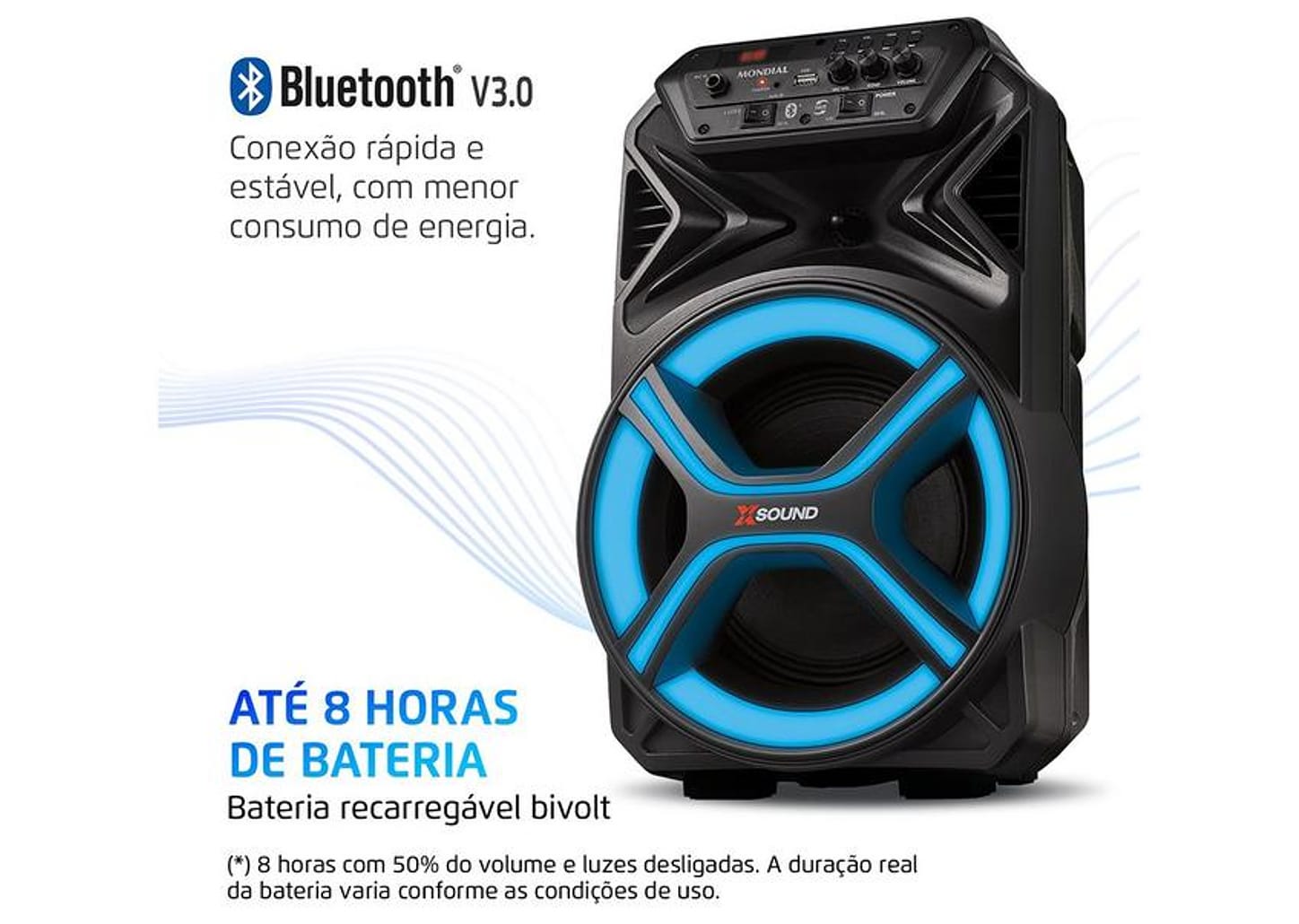 Caixa de Som Mondial CM-400-L Bluetooth Amplificada 400W USB