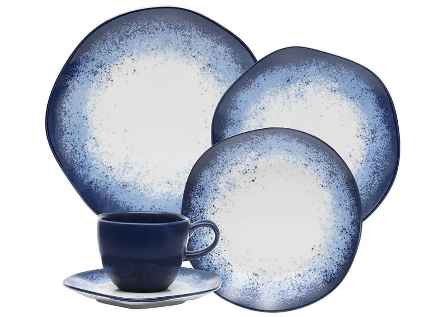 Aparelho de Jantar e Chá 20 Peças Oxford de Porcelana Azul Ryo Galápagos