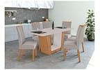 Mesa de Jantar 6 Cadeiras Retangular Frassino e Off White Móveis Lopas Apogeu