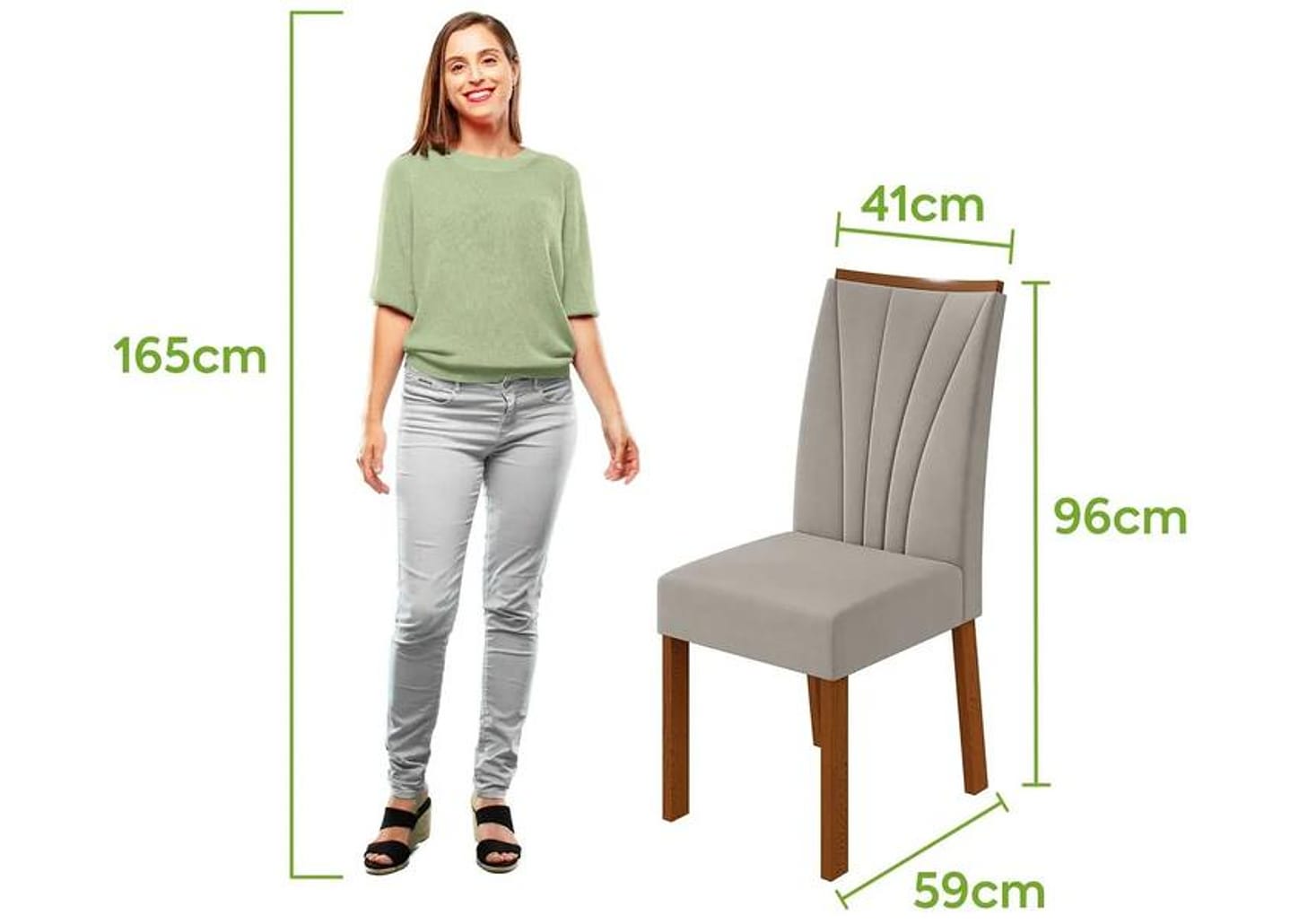 Mesa de Jantar 6 Cadeiras Retangular Frassino e Off White Móveis Lopas Apogeu