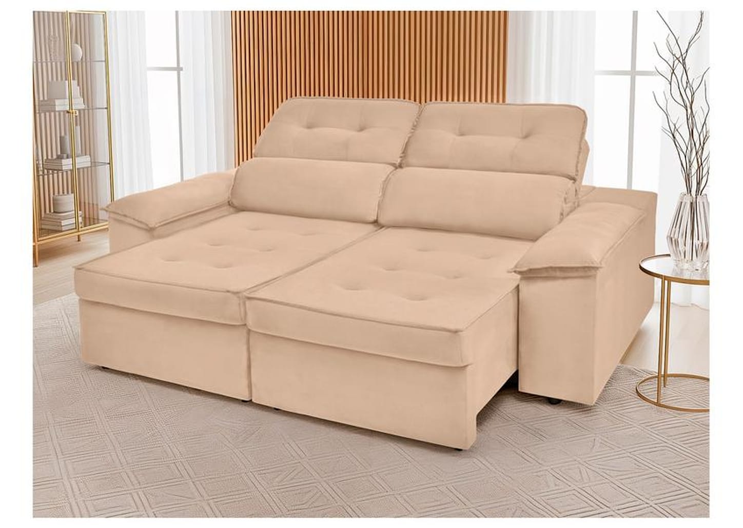 Sofá 3 Lugares Retrátil Reclinável Veludo Kratos SMP