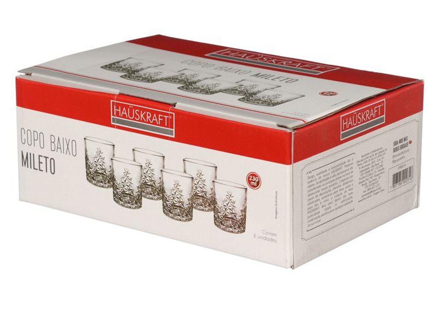 Jogo de Copos de Vidro 230ml 6 Peças Hauskraft Mileto