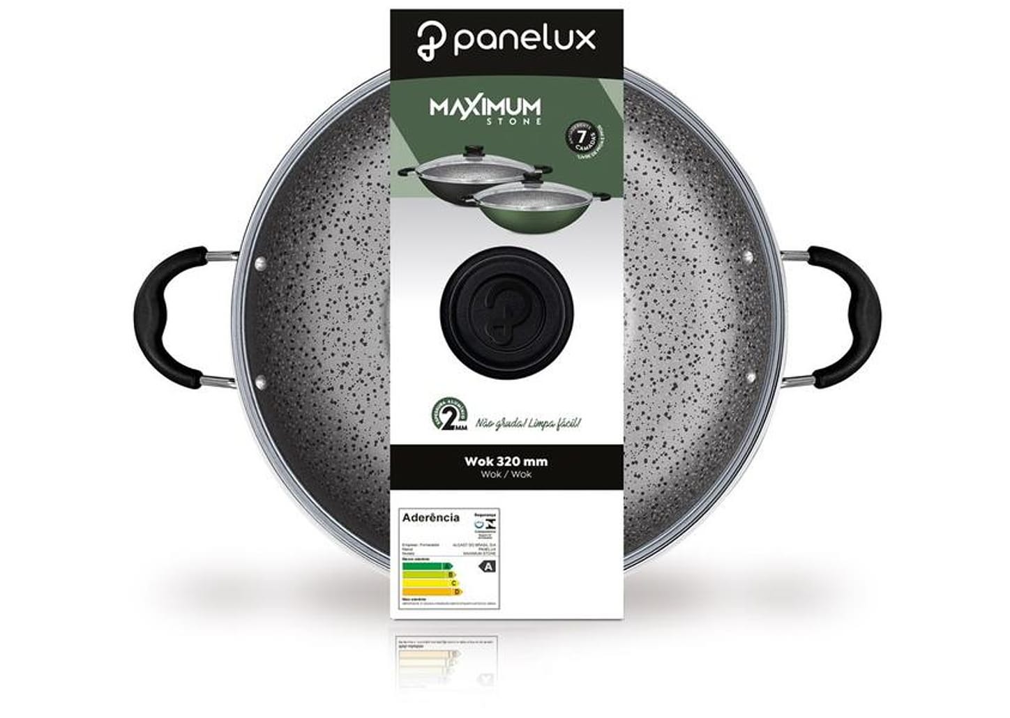Panela Wok Antiaderente Panelux de Alumínio Maximum Stone Verde 32cm