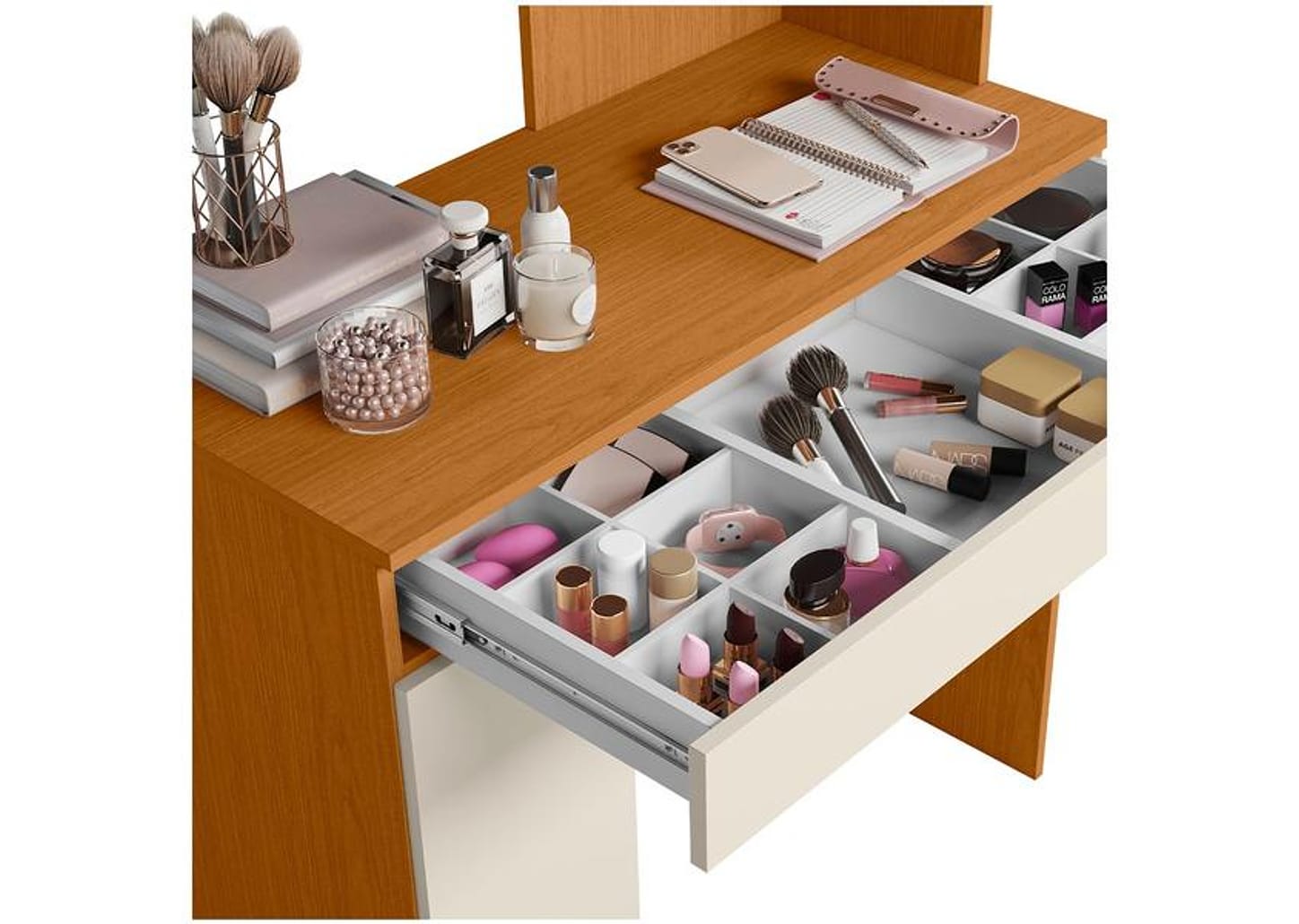 Penteadeira com Espelho e LED Móveis Albatroz Aurea