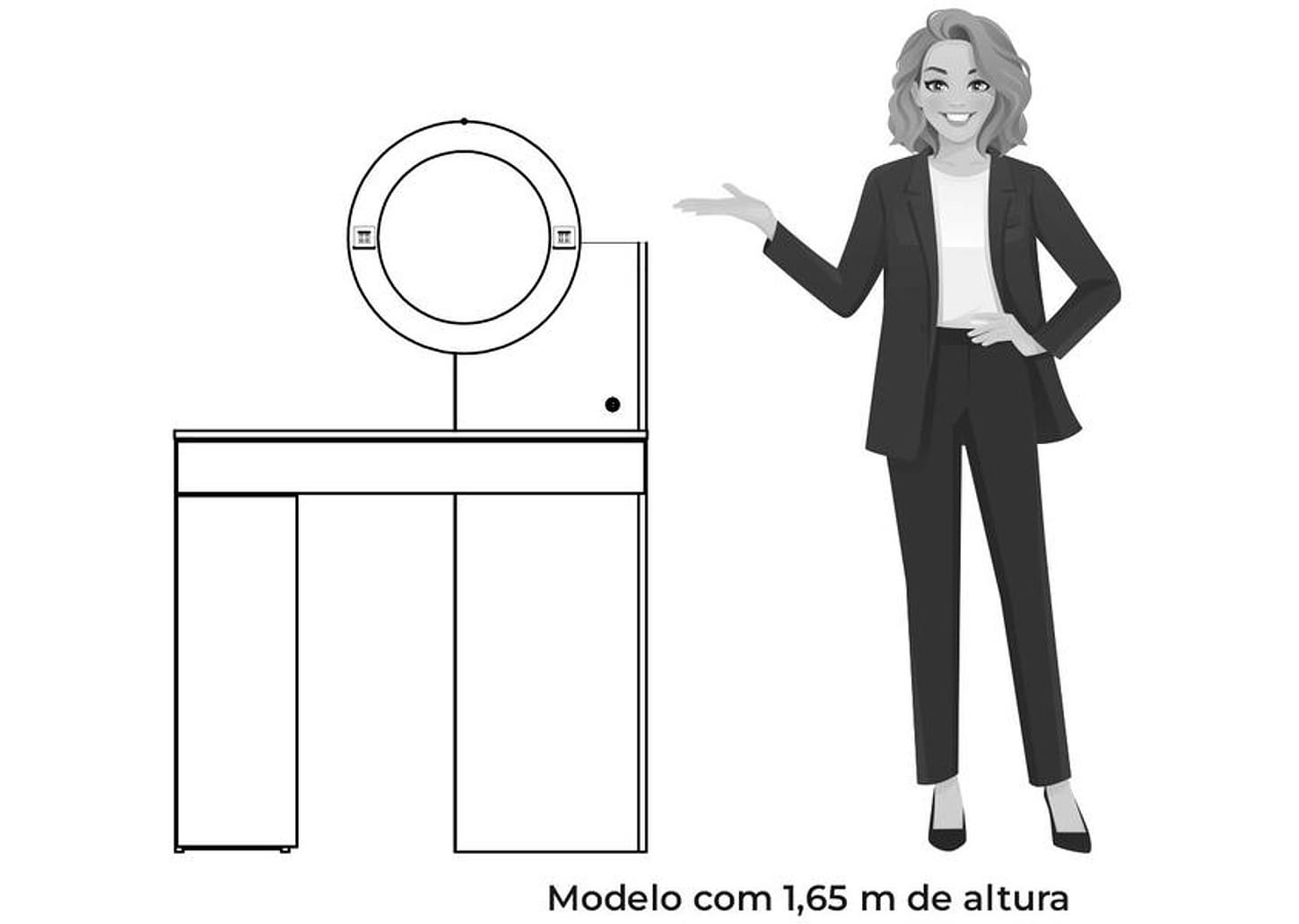 Penteadeira com Espelho e LED Móveis Albatroz Aurea