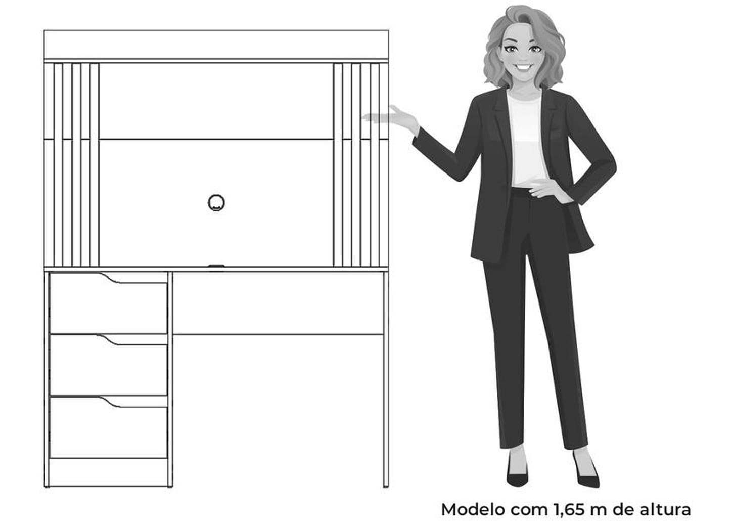 Escrivaninha 3 Gavetas Móveis Albatroz Mimo Doble