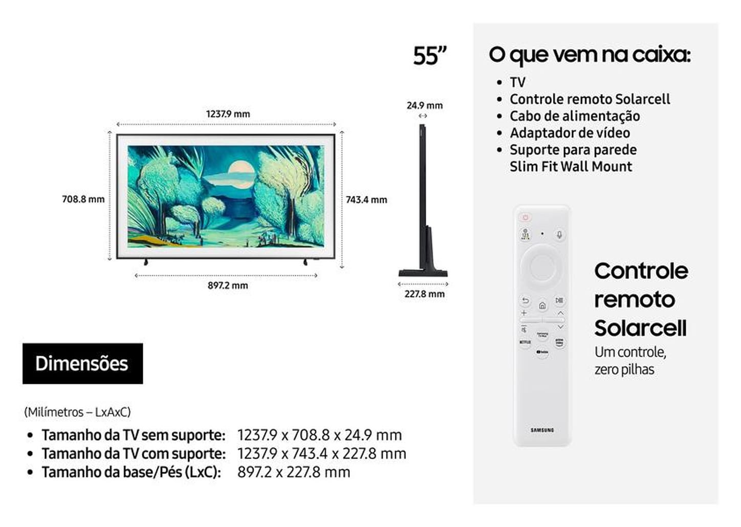 Smart TV 55" Samsung 4K The Frame LS03F QN55LS03FAGXZD Tizen 2025