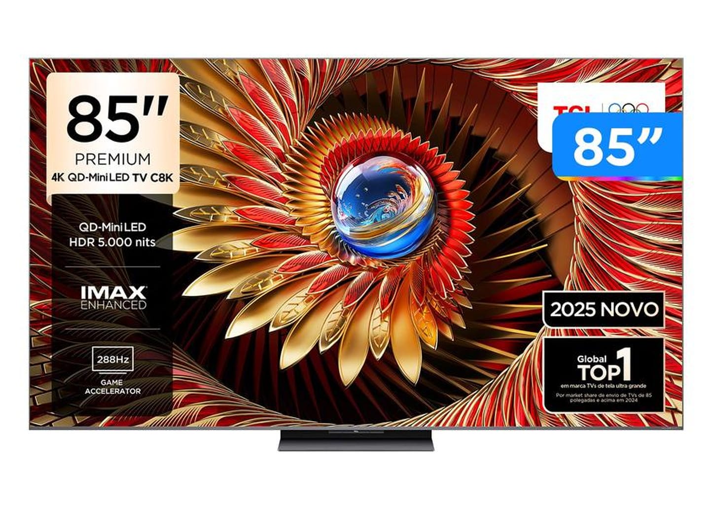 Smart TV 85" TCL 4K UHD Mini LED C8K 85C8K Google TV 2025