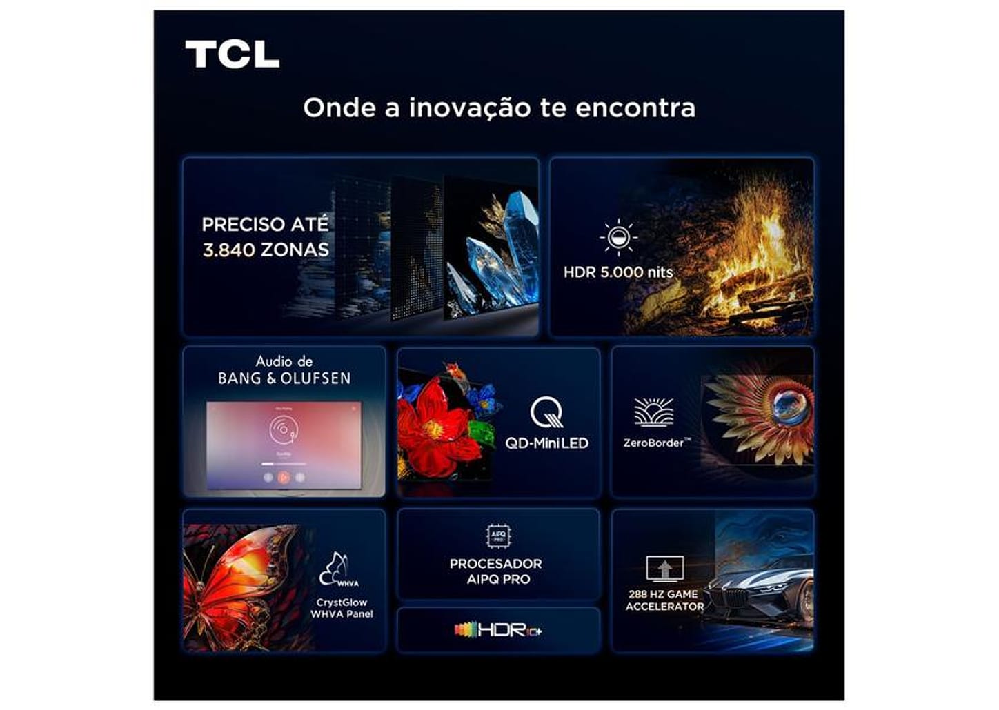 Smart TV 85" TCL 4K UHD Mini LED C8K 85C8K Google TV 2025