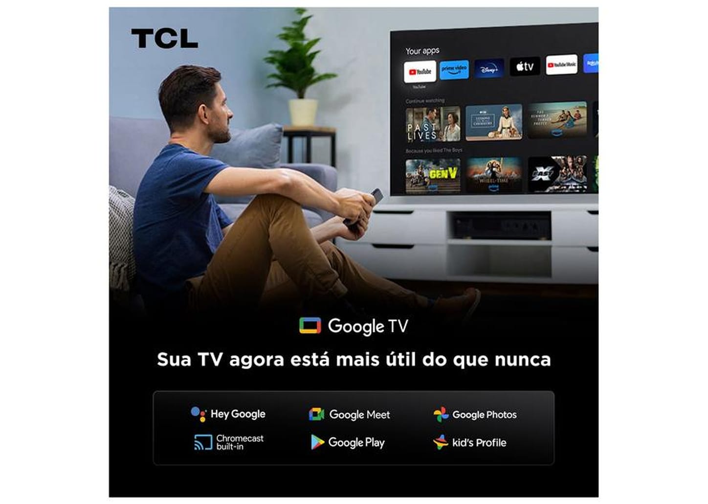 Smart TV 85" TCL 4K UHD Mini LED C8K 85C8K Google TV 2025