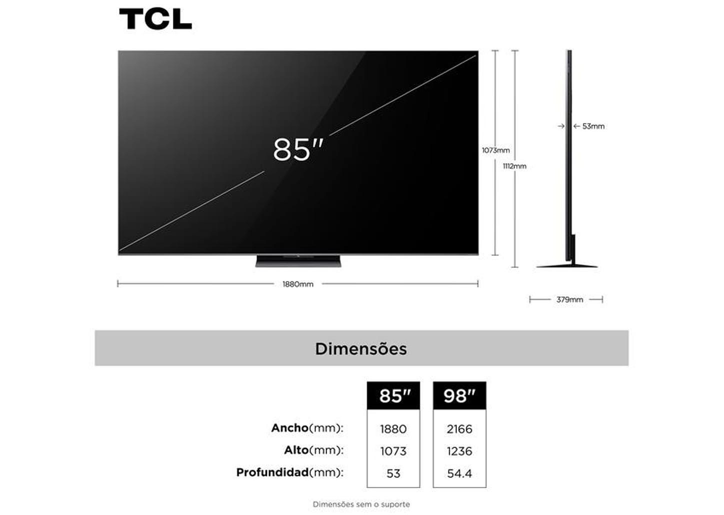 Smart TV 85" TCL 4K UHD Mini LED C8K 85C8K Google TV 2025