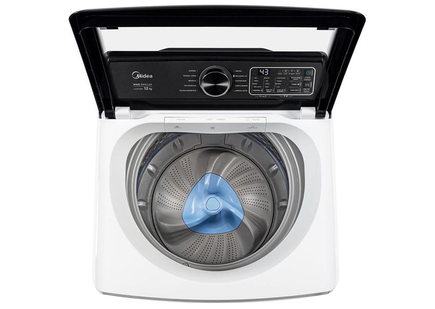 Lavadora de Roupas Midea 12kg 10 Programas de Lavagem Branco Wave Impeller MAV04W120/WKBR05