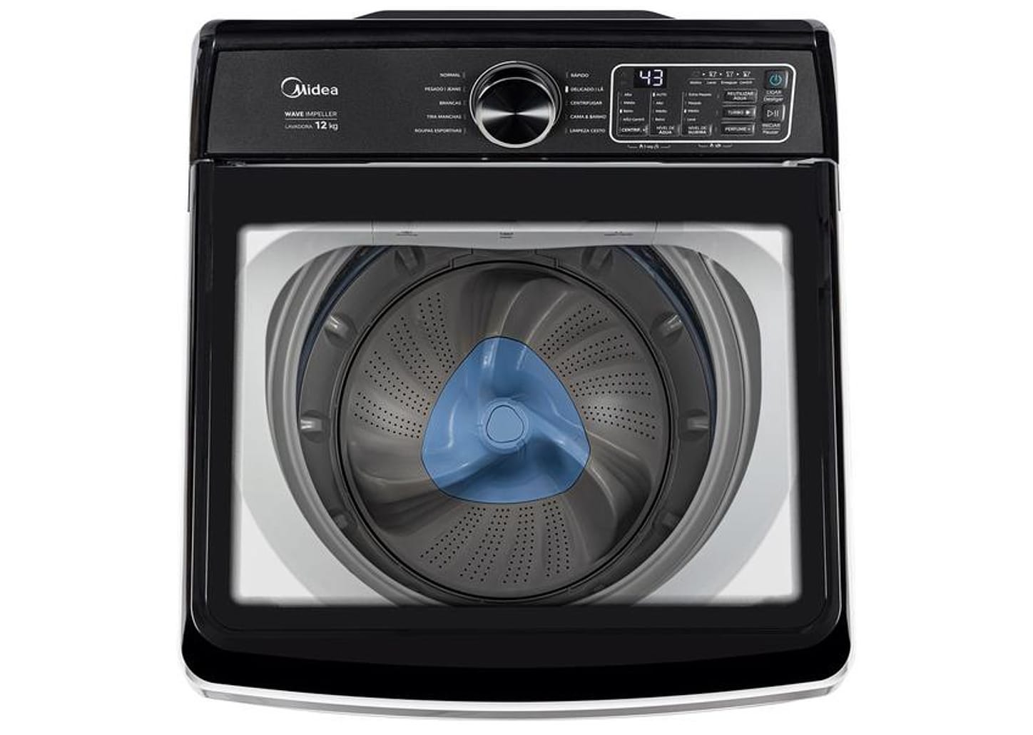 Lavadora de Roupas Midea 12kg 10 Programas de Lavagem Branco Wave Impeller MAV04W120/WKBR05
