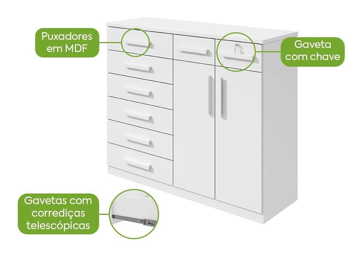 Cômoda Multiuso com Sapateira 8 Gavetas 2 Portas Móveis Lopas Toronto