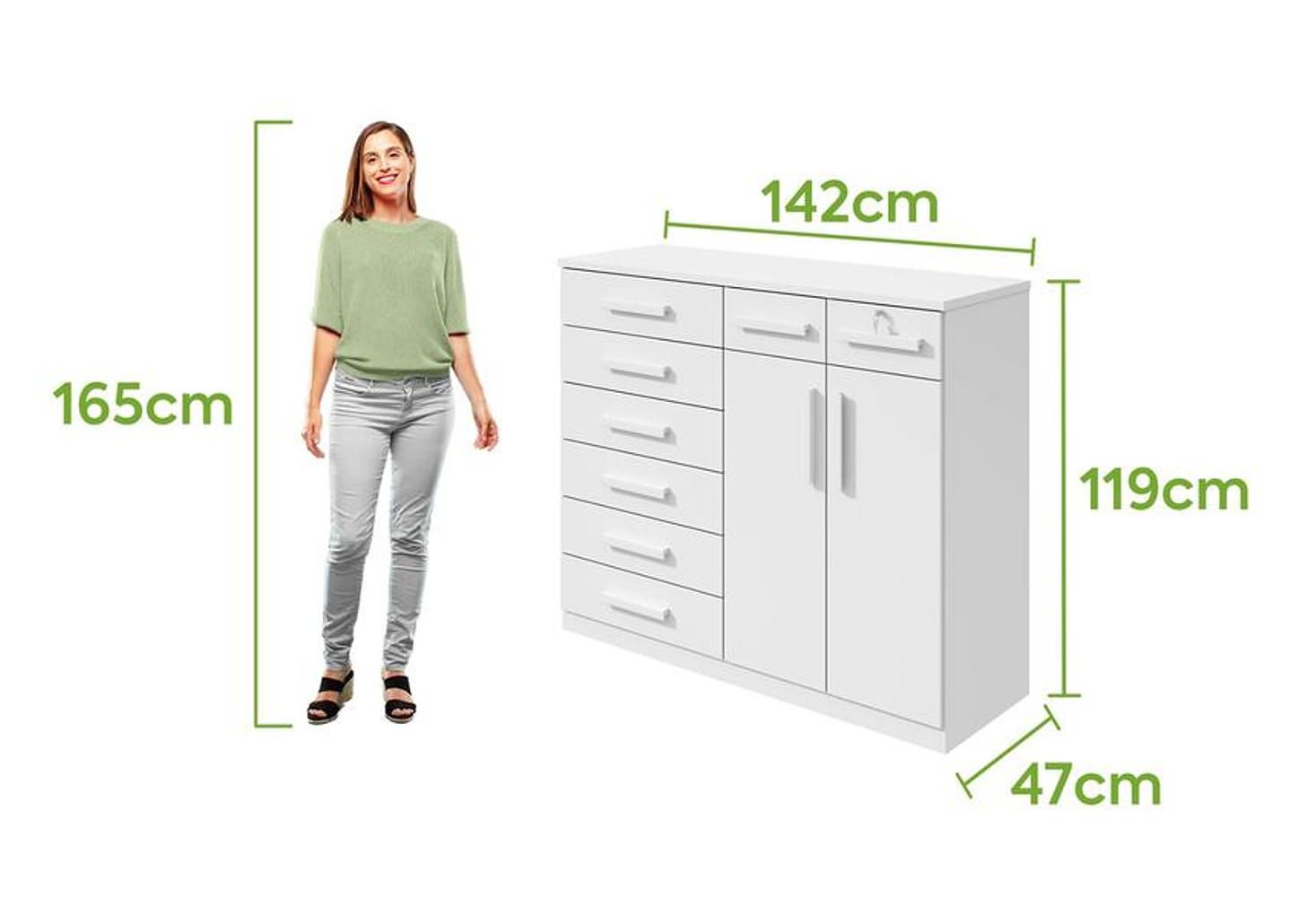 Cômoda Multiuso com Sapateira 8 Gavetas 2 Portas Móveis Lopas Toronto