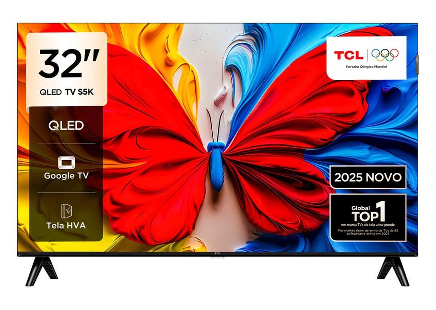 Smart TV 32" TCL Full HD QLED 35S5K Google TV 2 HDMI