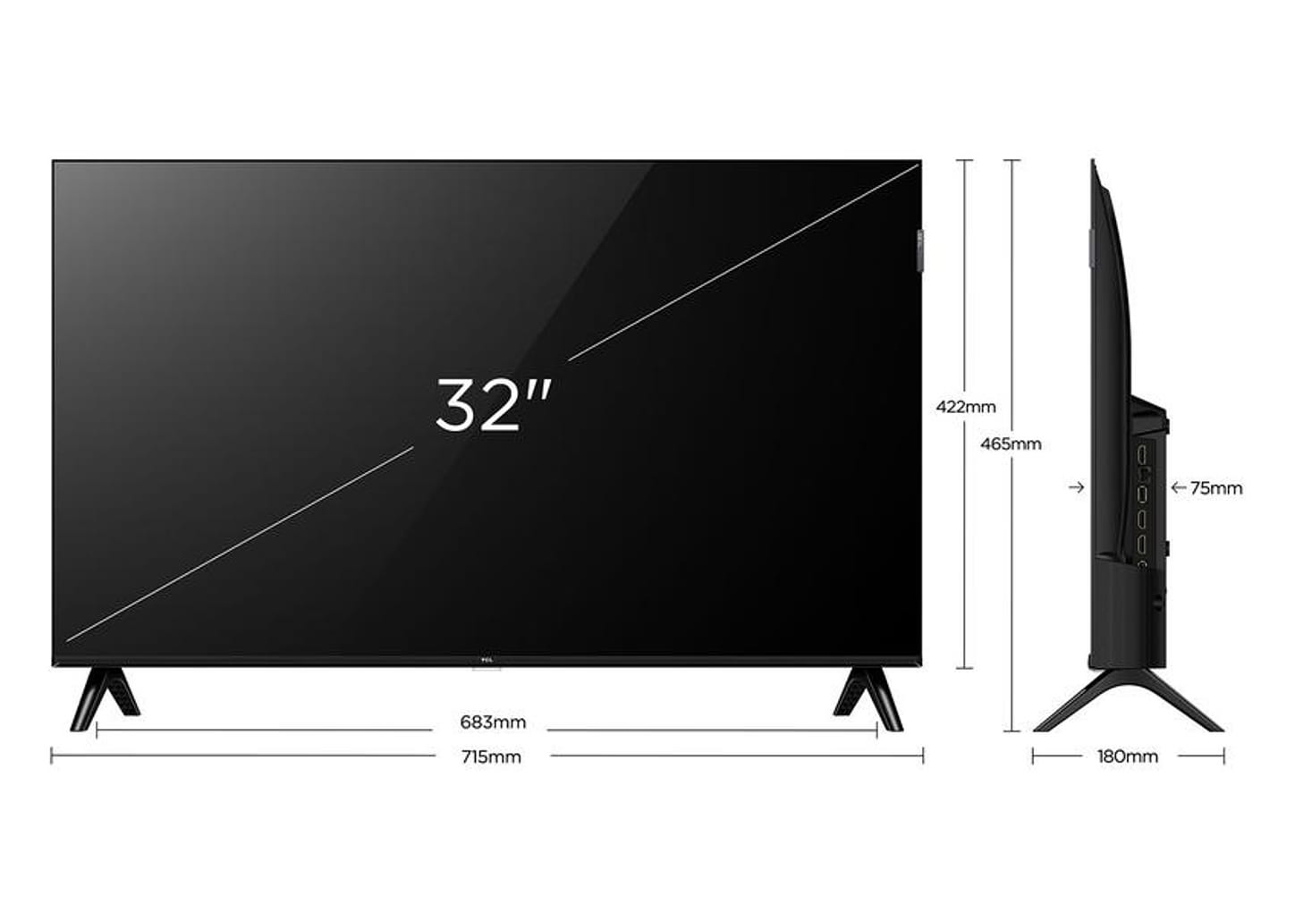 Smart TV 32" TCL Full HD QLED 35S5K Google TV 2 HDMI