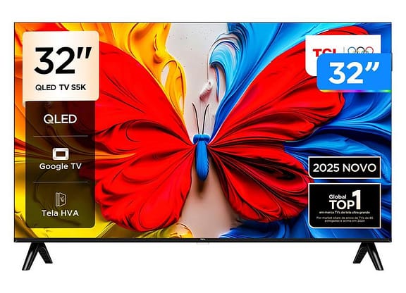 Smart TV 32" TCL Full HD QLED 35S5K Google TV 2 HDMI