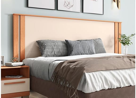 Cabeceira Casal Caemmun Éden Off White e Freijó