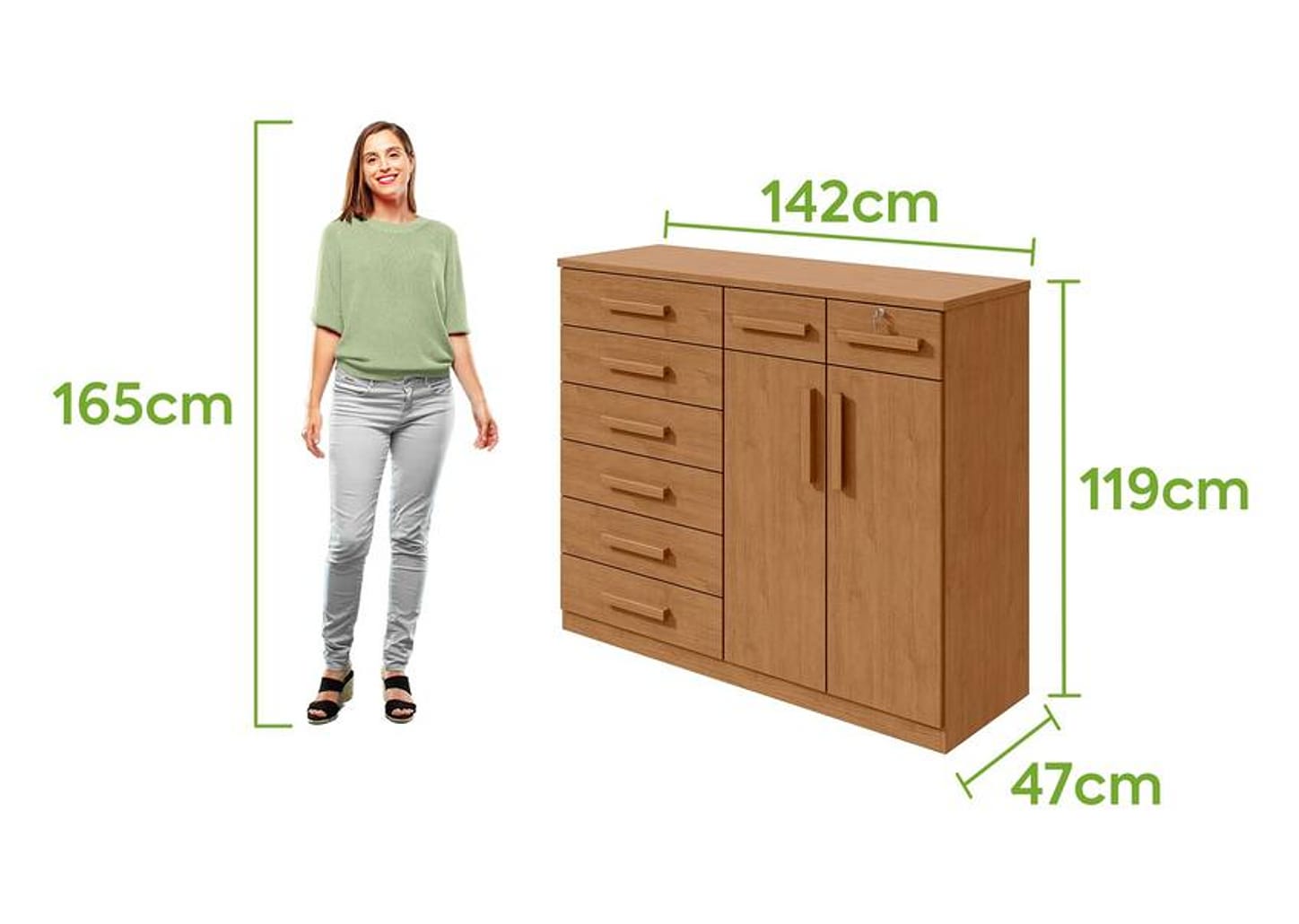 Cômoda Multiuso com Sapateira 8 Gavetas 2 Portas Móveis Lopas Toronto