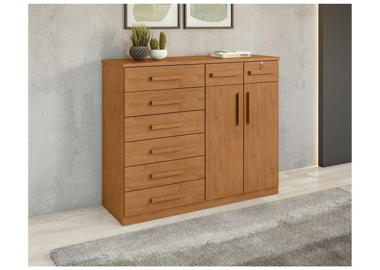 Cômoda Multiuso com Sapateira 8 Gavetas 2 Portas Móveis Lopas Toronto