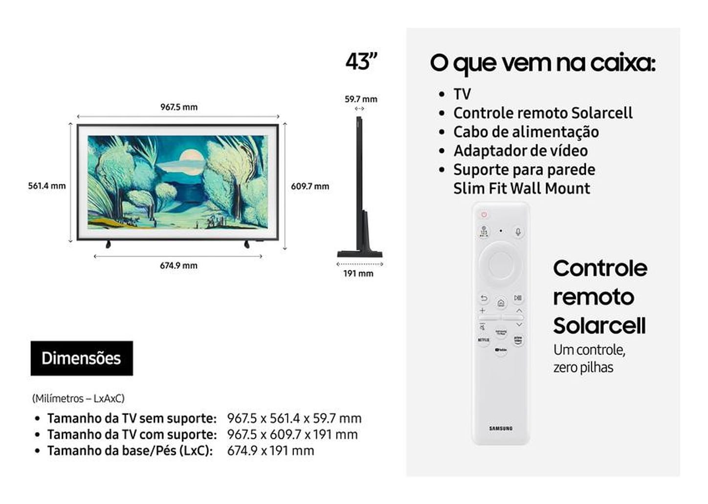 Smart TV 43" Samsung 4K The Frame LS03F Tizen QN43LS03FAGXZD 2025