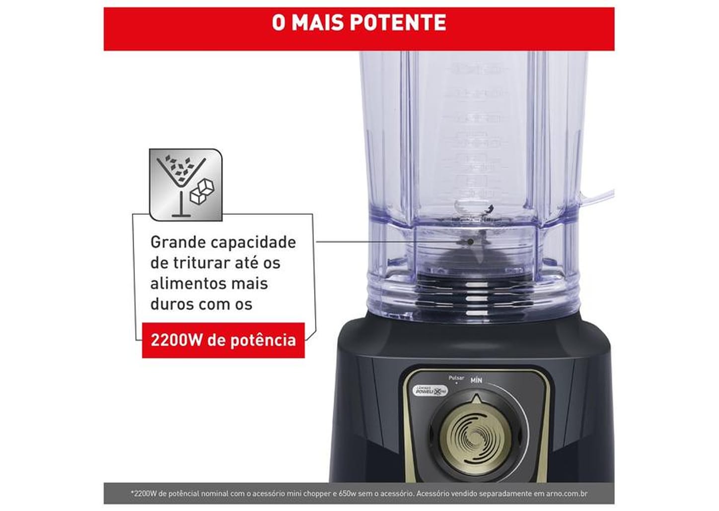 Liquidificador Arno Power Max LN82 2200W Cinza 2720018841